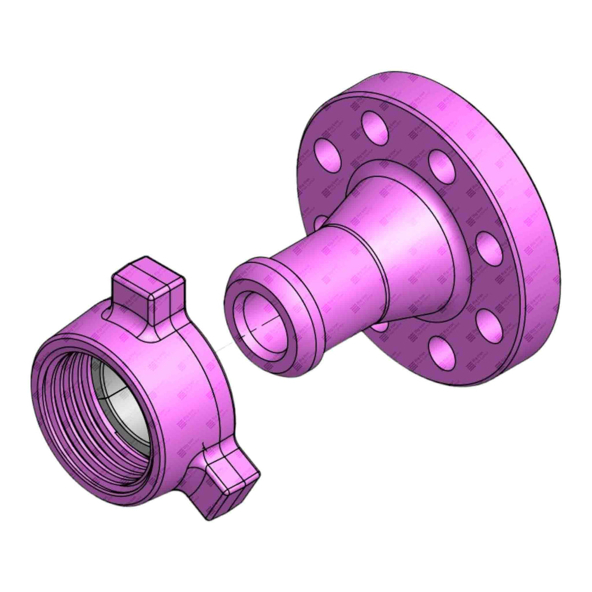 Flange Adapter, 2" 1500# RF x 2" 1502 M, 3705 psi, Sour Service