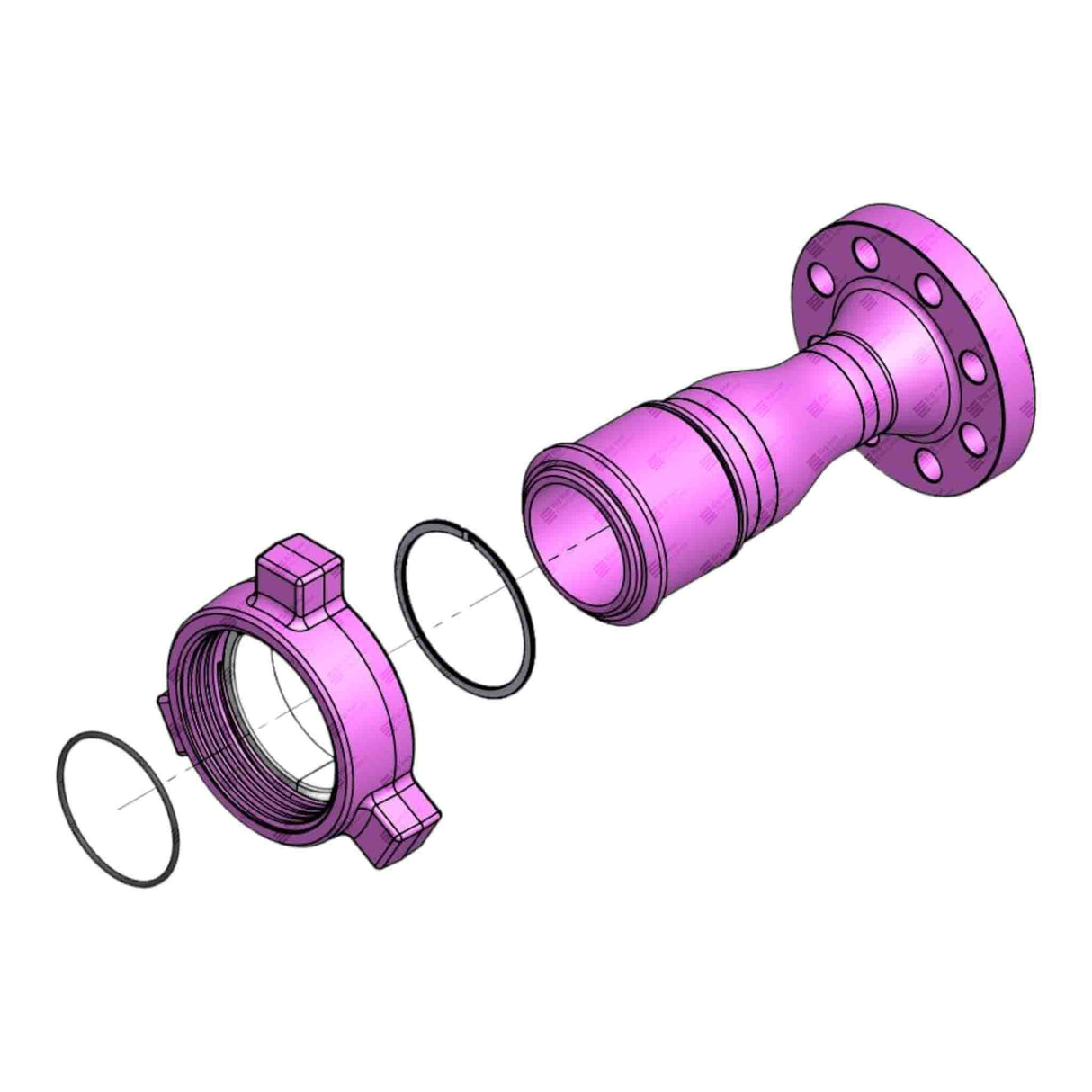 Flange Adapter, 2" 600# RF x 3" 206 M, BW XH DET, 1480 psi, Sour Service